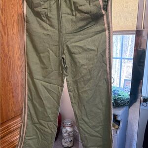 Sienna Sky Olive Green Joggers with Pink Side Stripes